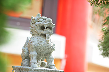 Image showing Lion statue in Chinese style temple