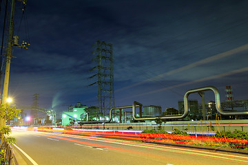 Image showing Industrial complex at night