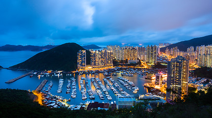 Image showing Aberdeen typhoon shelter at night