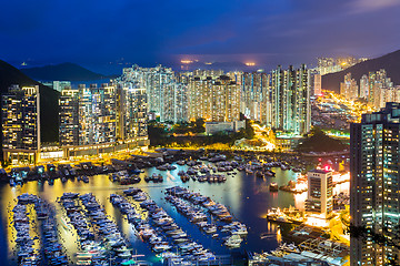 Image showing Aberdeen Typhoon Shelter at night