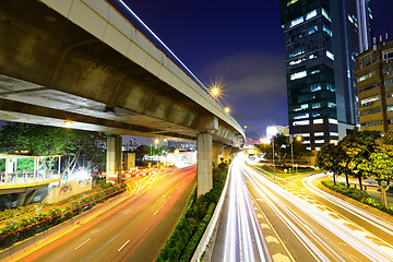 Image showing Cityscape with traffic trail