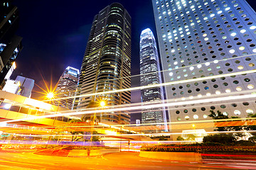 Image showing Traffic in Hong Kong at night