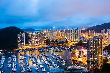 Image showing Aberdeen typhoon shelter in Hong Kong at night