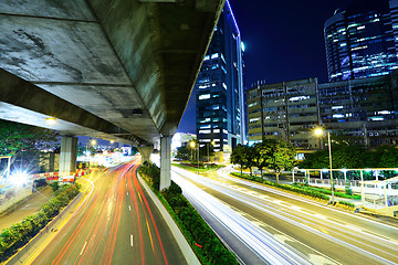 Image showing City road light trail in Hong Kong