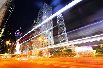 Image showing Traffic in Hong Kong at night