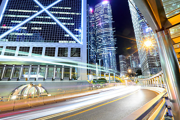 Image showing Traffic in Hong Kong at night