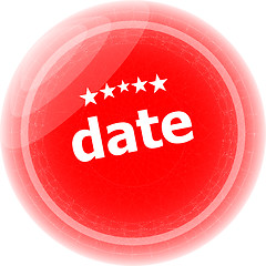 Image showing date word red web button, label, icon