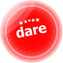 Image showing dare word red web button, label, icon