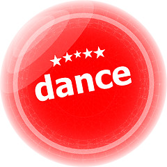 Image showing dance word on web button, label, icon