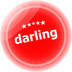 Image showing darling word red web button, label, icon