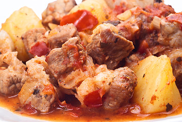 Image showing beef stew, potatoes and onion