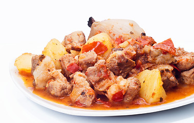 Image showing beef stew, potatoes and onion