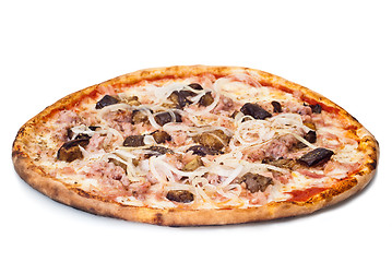 Image showing home pizza with sausage and eggplant