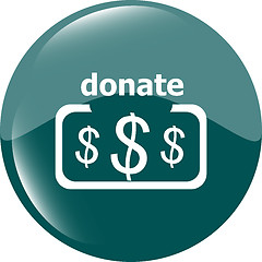 Image showing Donate sign icon. Dollar usd symbol. shiny button. Modern UI website button