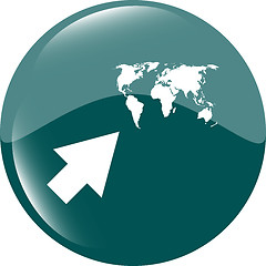 Image showing arrow sign icon with world map sign. Arrows symbol. Icon for App. Web button