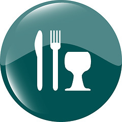 Image showing Eat sign icon. Cutlery symbol. Knife, fork and wineglass. Modern UI website button
