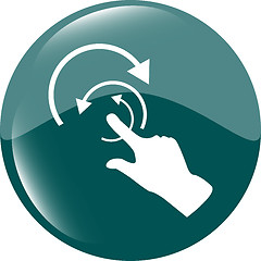 Image showing hand and abstract arrow web app button, web icon