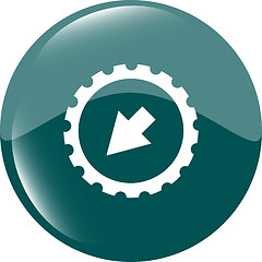 Image showing web icon arrow on gears (cog) sign web button