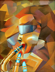 Image showing saxophone and roofs