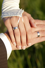 Image showing Hands of a bride and groom