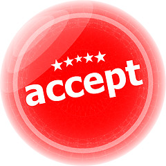 Image showing black accept red stickers on white, icon button