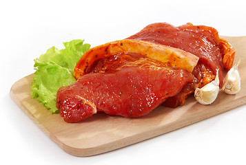 Image showing Marinated meat for grill