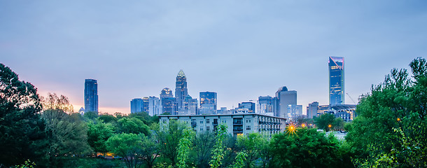 Image showing early cloudy morning over charlotte skyline in north carolina