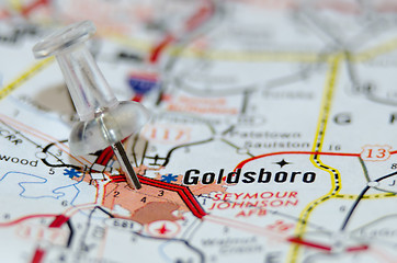 Image showing goldsboro city pin on the map