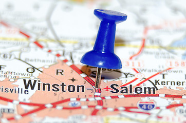 Image showing winston-salem city pin on the map