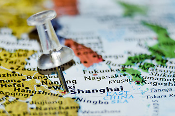 Image showing shanghai china city pin on the map