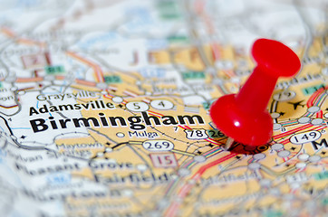 Image showing birmingham alabama city pin on the map