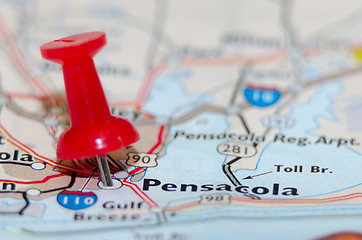 Image showing pensacola florida city pin on the map