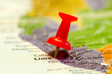 Image showing lima city peru pin on the map