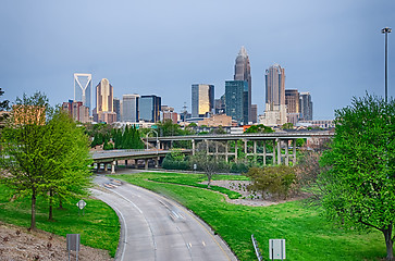 Image showing early cloudy morning over charlotte skyline in north carolina