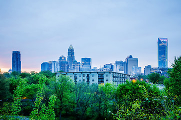 Image showing early cloudy morning over charlotte skyline in north carolina