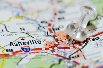 Image showing asheville city pin on the map