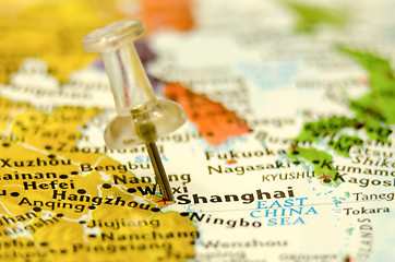 Image showing shanghai city pin on the map