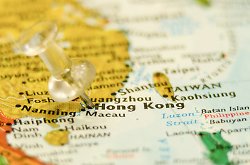 Image showing hong kong city pin on the map