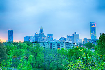 Image showing charlotte skyline early morning before sunrise