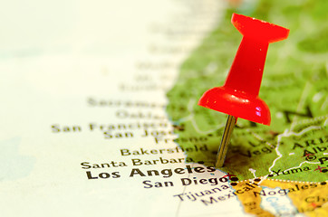 Image showing los angeles city pin on the map