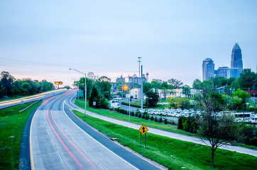 Image showing early cloudy morning over charlotte skyline in north carolina