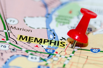 Image showing memphis tn city pin on the map