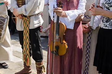 Image showing female hand hold folk instrument violin  