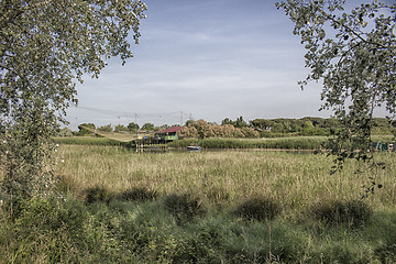 Image showing Fishing shack on sea channel