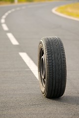 Image showing Wheel on road