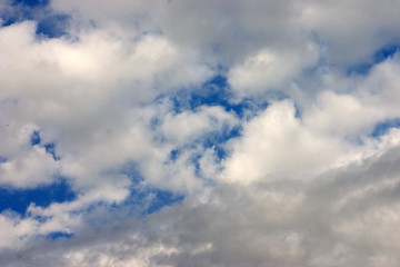 Image showing Deep blue sky with white clouds