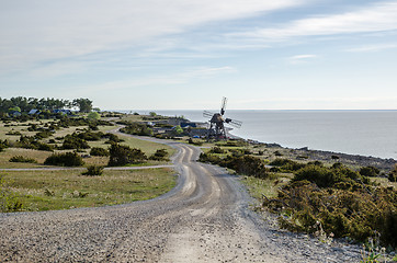 Image showing Old windmill by the coast of the swedish island Oland