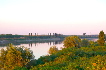 Image showing Dusk on the Po river