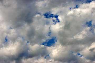 Image showing Deep blue sky with white clouds