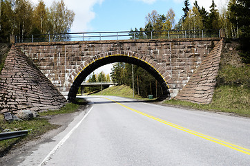 Image showing stone viaduct over the road